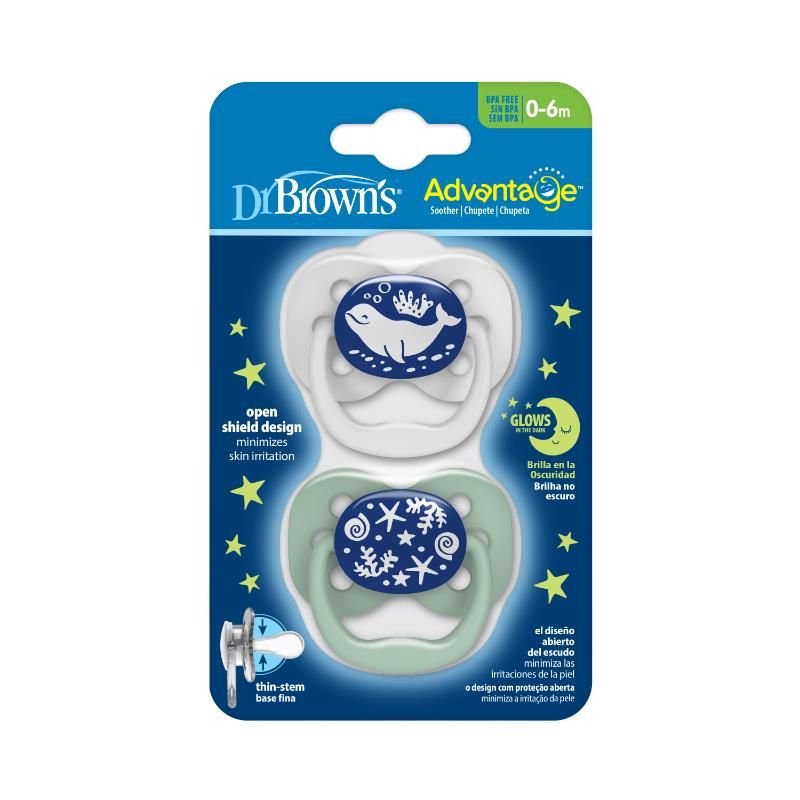 Dr. Brown's - Advantage Pacifier 0-6M - Stage 1 - Blue - Pack of 2