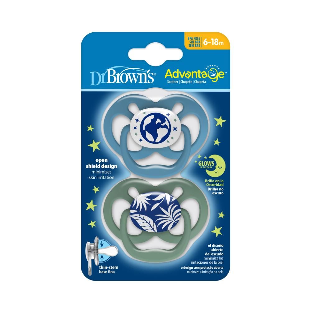 Dr. Brown's - Advantage Pacifier 6-18M - Stage 2 - Blue - Pack of 2