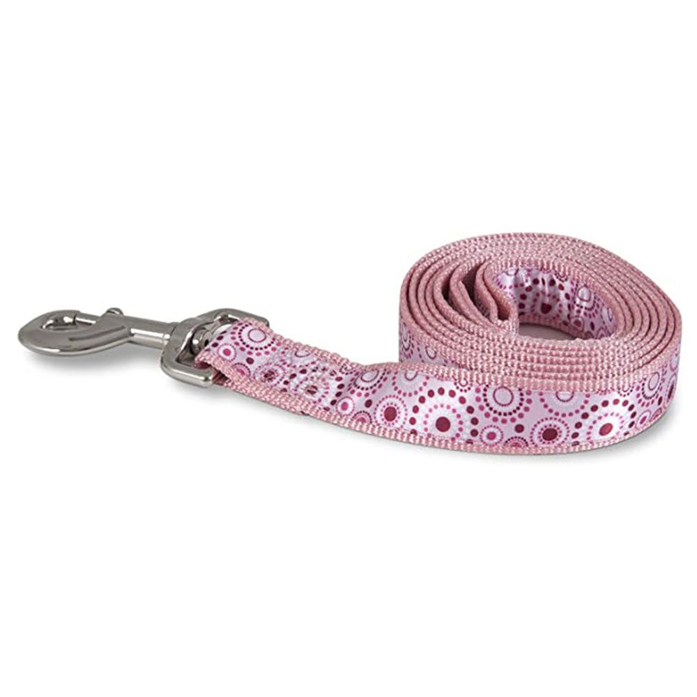 Petmate - Aspen Pet Ribbon Overlay Dog Leash 1"X6' - Dots Pink 