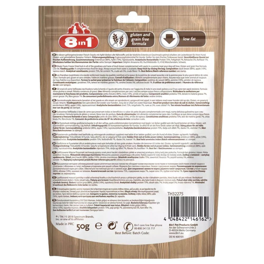 8in1 - Dog Freeze Dried Duck/Apple 50g 