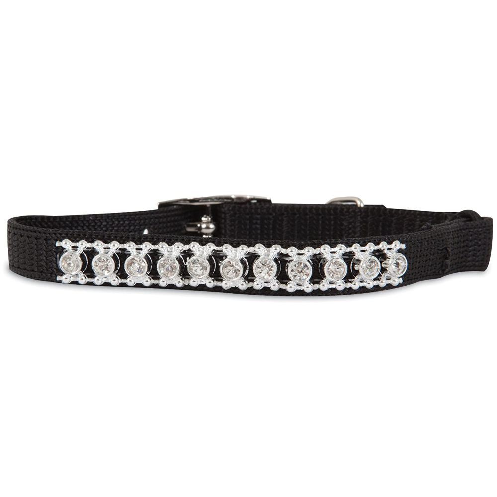 Petmate - Cat Elastic Collar - 3/8" x 8-10" - Black Bling