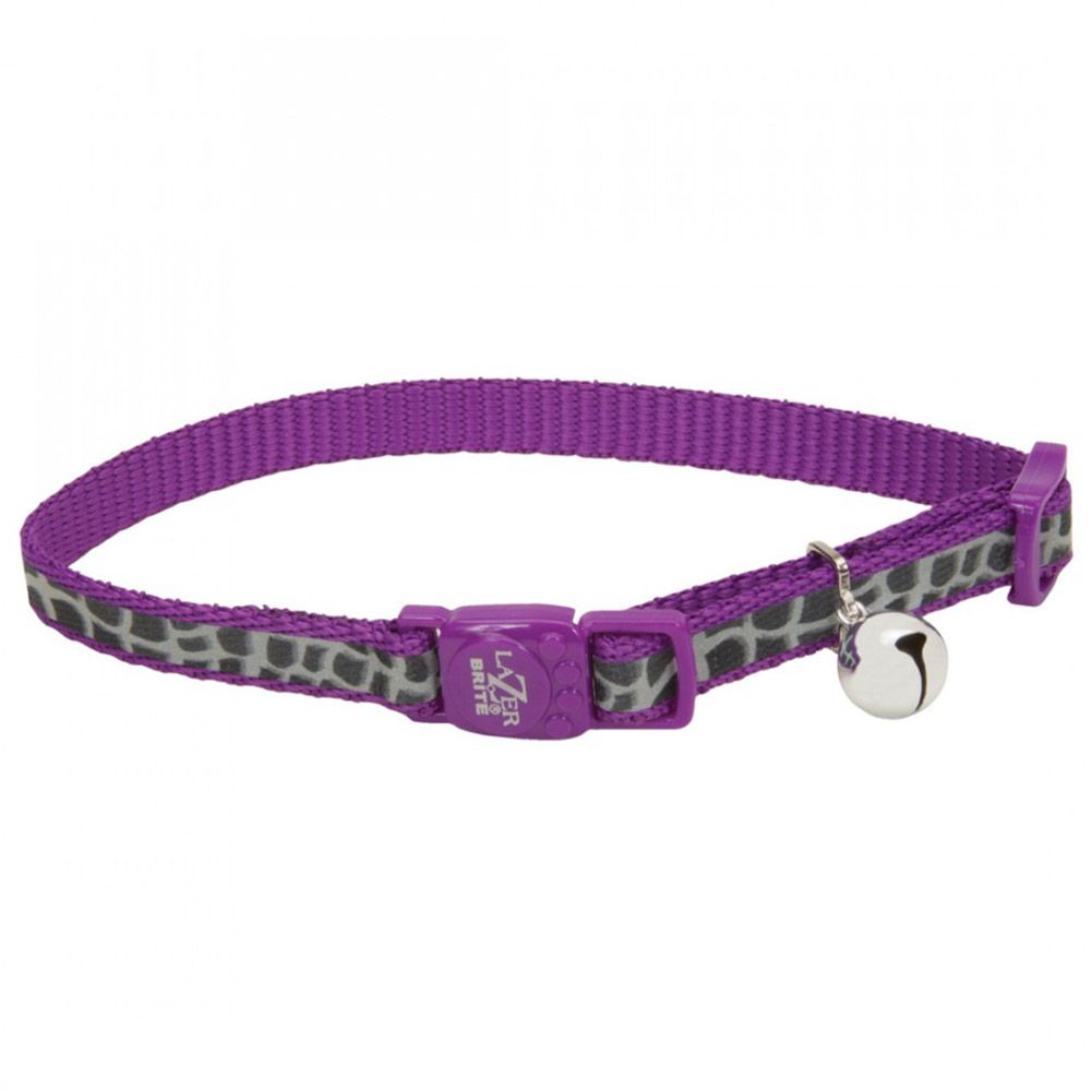 Coastal - 3/8 Safe Cat Adjustable Collar Animal Print Purple