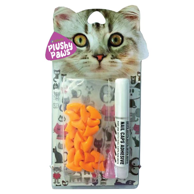 Nutrapet - Plushy Paws Nail Caps - M - Orange Peel