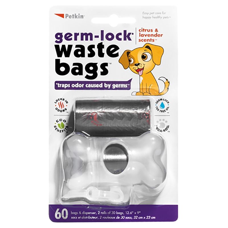 Petkin - Germ-Lock Waste Bags With Dispenser 60pcs