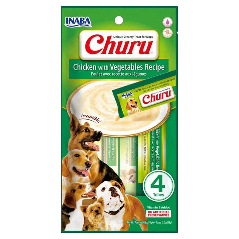 Inaba - Churu Chicken w/ Vegetable Sticks Recipe For Dog - 56G - Pack Of 4