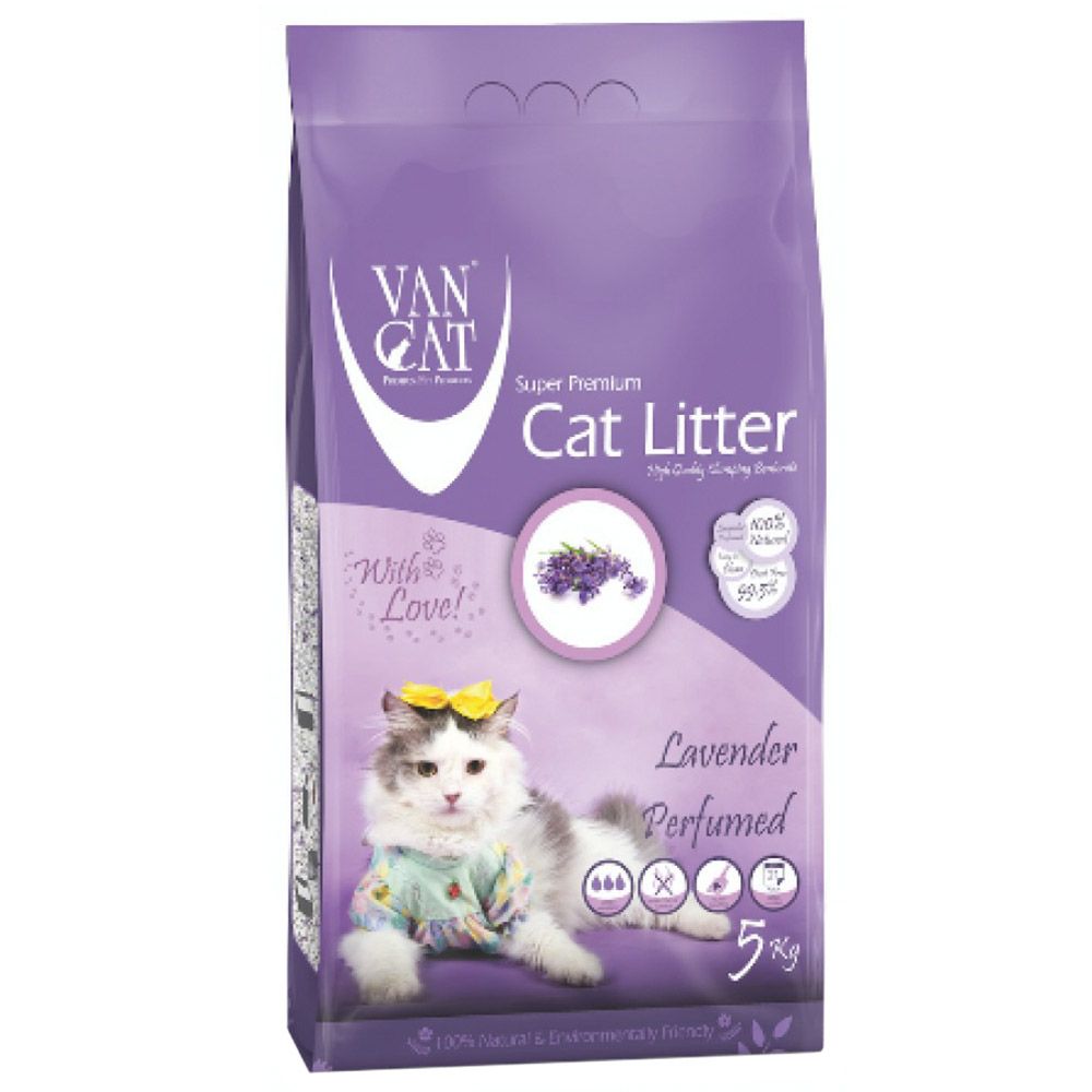 Vancat - White Clumping Bentonite Cat Litter 5kg - Lavender