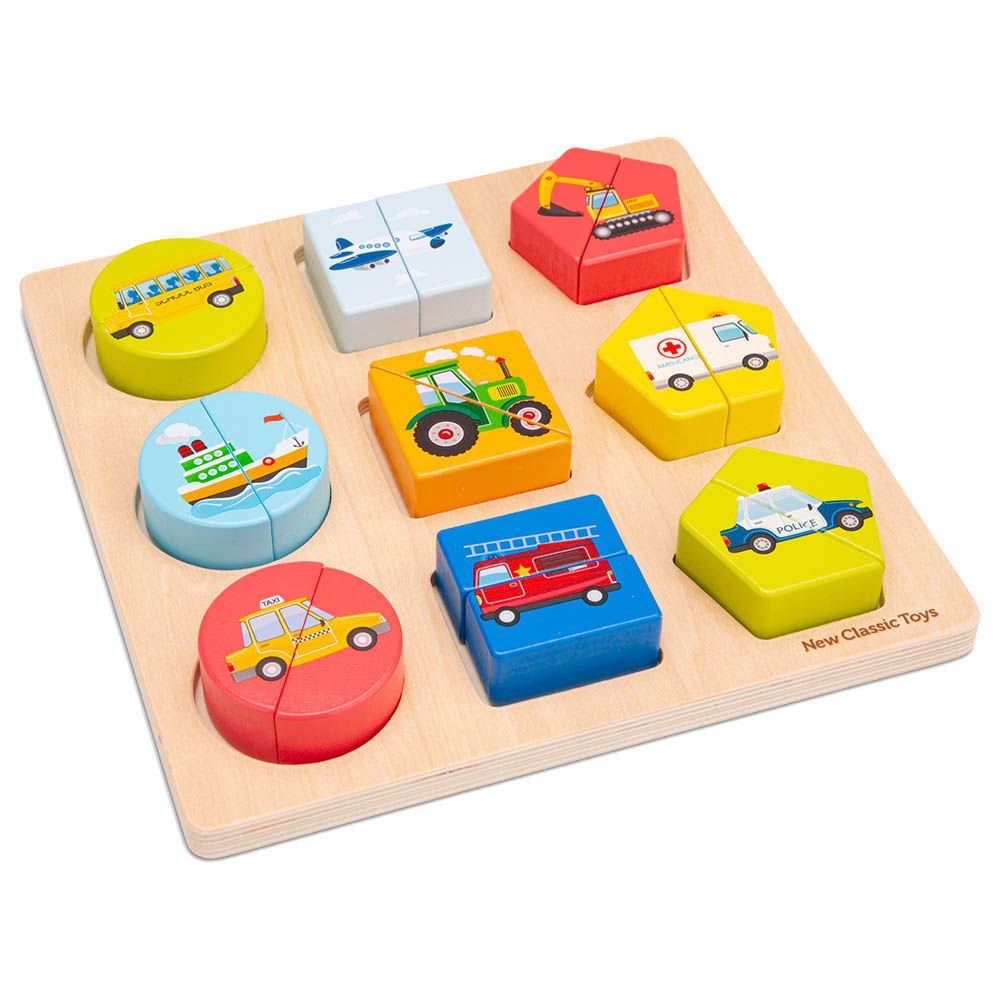 New Classic Toys -  Shape Block Puzzle - Vehicles