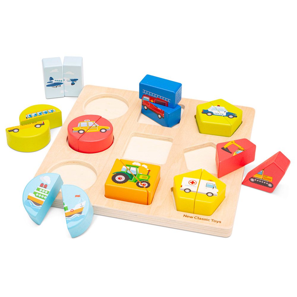 New Classic Toys -  Shape Block Puzzle - Vehicles