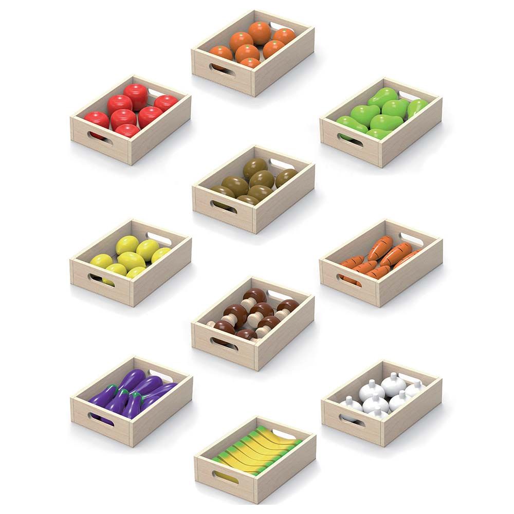 Viga - Wooden Fruit & Vegetable 10 Box Set