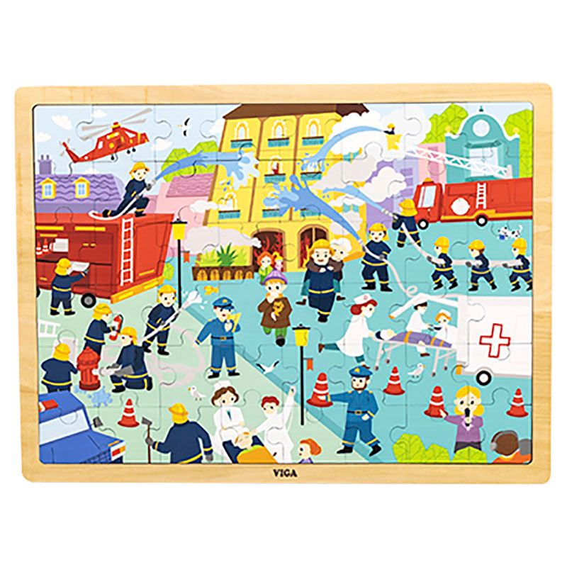 Viga - Wooden Fire Fighting Puzzle 48pcs