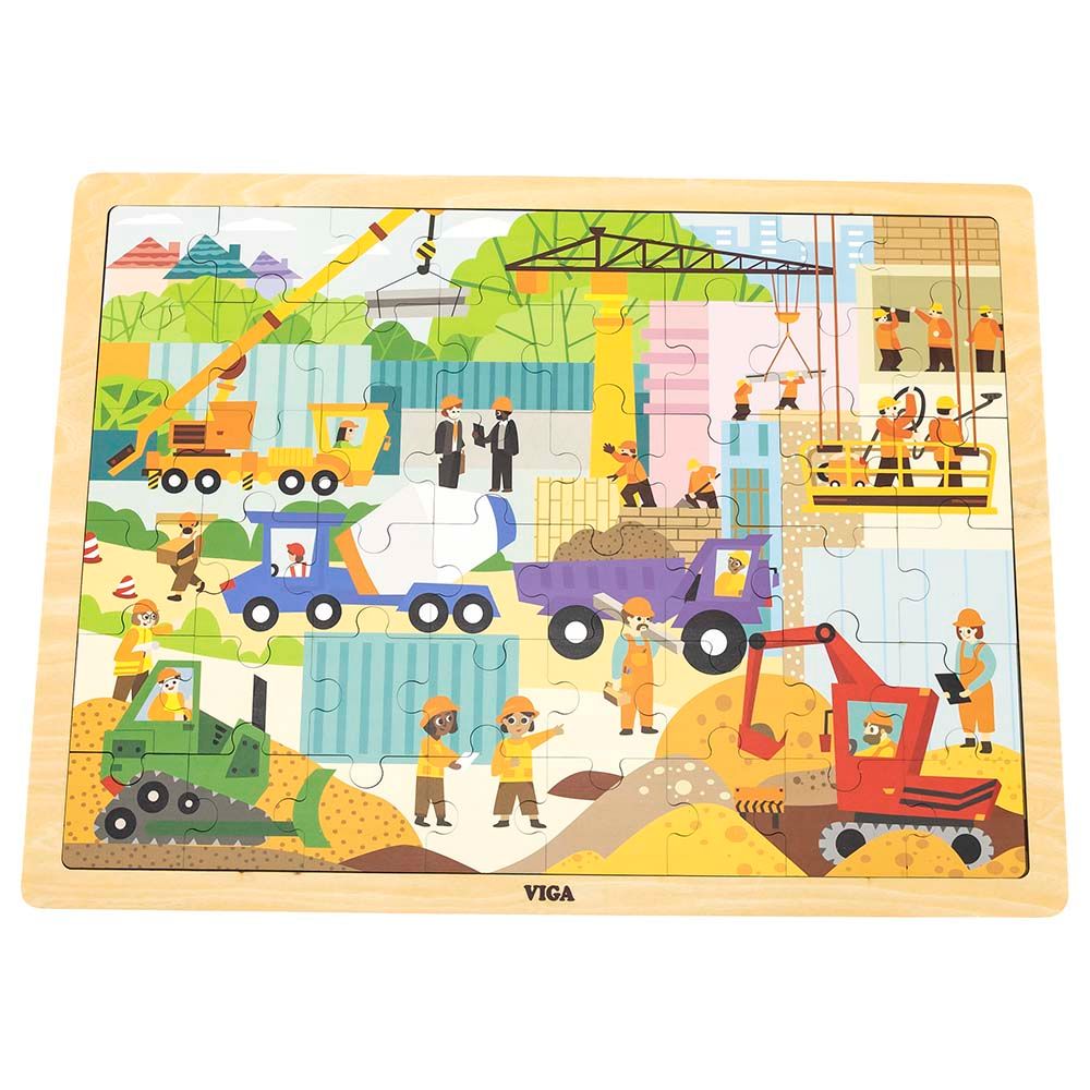 Viga - Wooden Construction Area Puzzle 48pcs