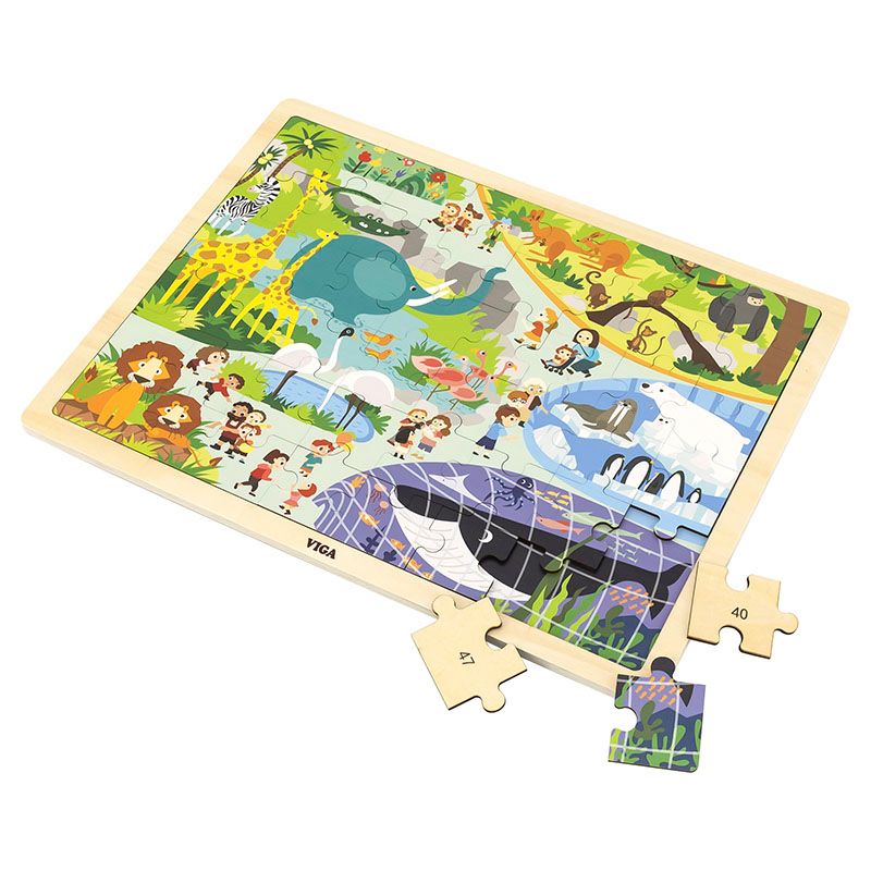 Viga - Wooden Zoo Puzzle 48pcs