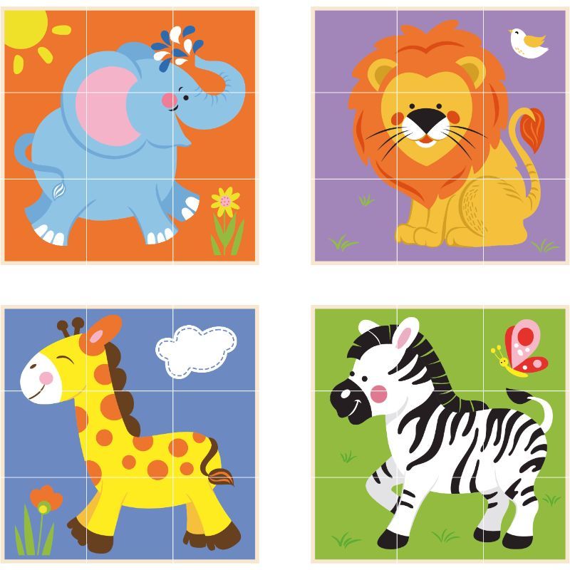 Viga - Stacking Cube Puzzle Wild Animals 9Pcs