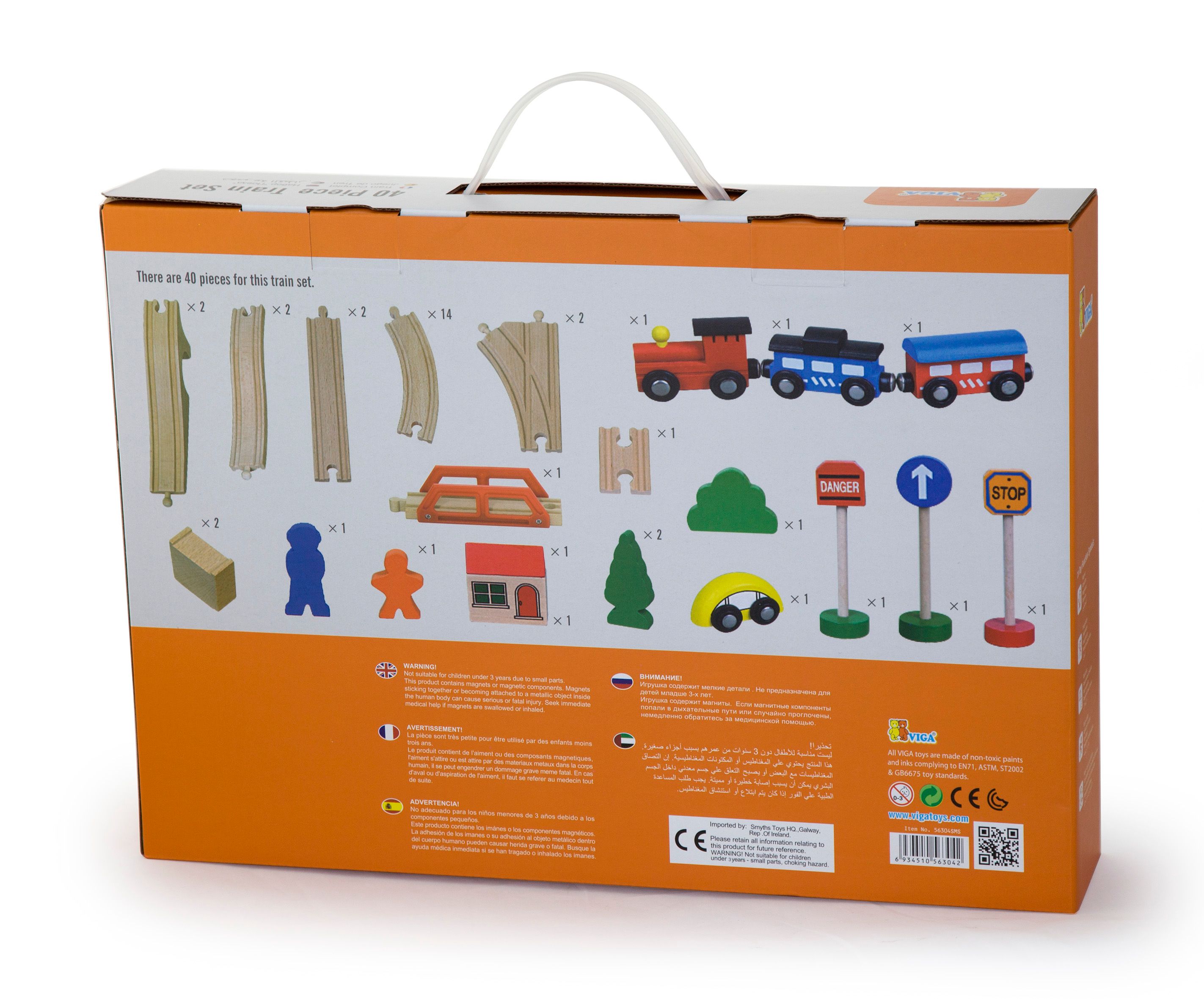 Viga - Wooden Train Set 49pcs