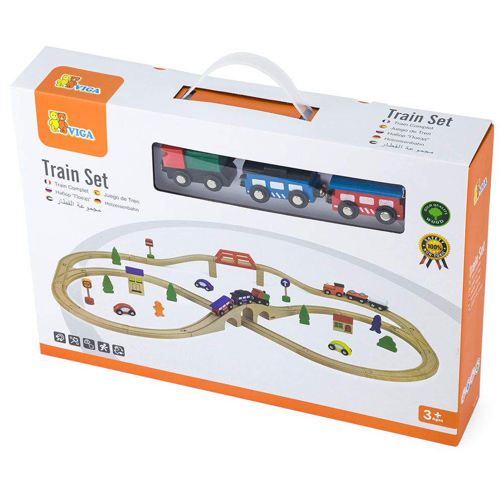 Viga - Wooden Train Set 49pcs