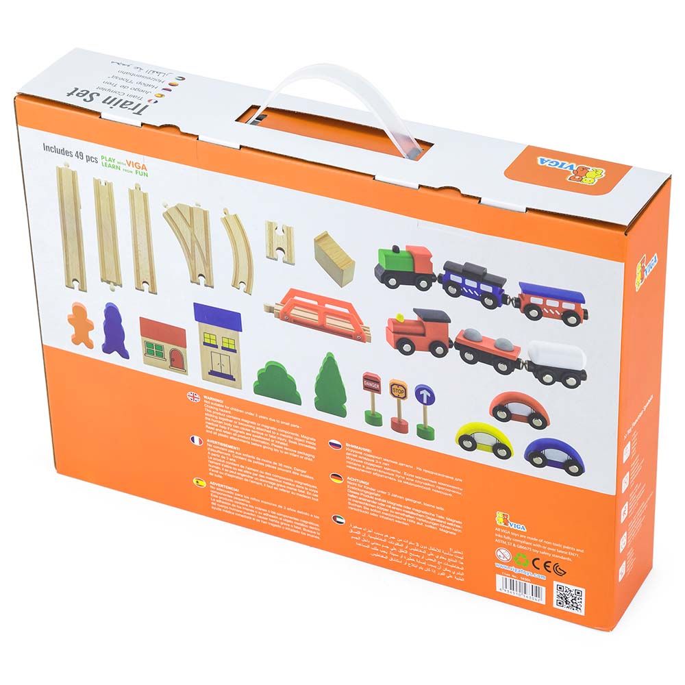 Viga - Wooden Train Set 49pcs