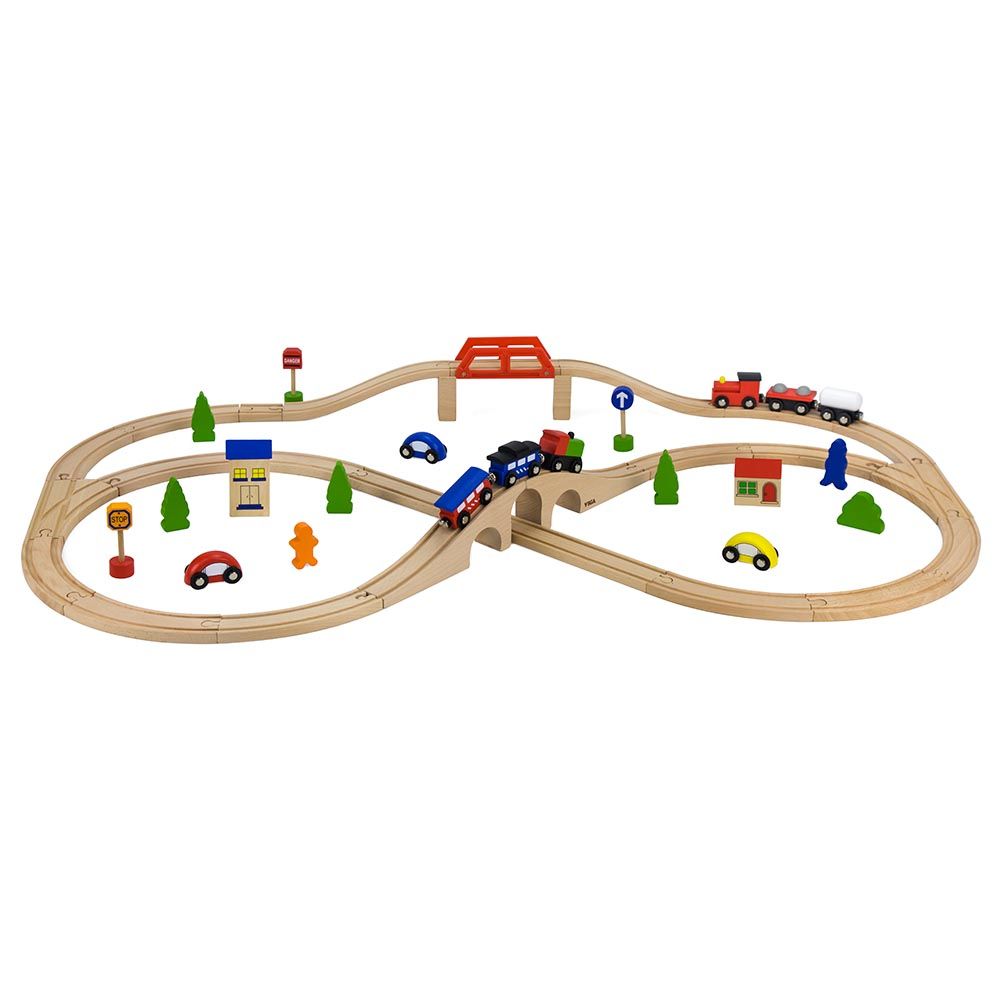 Viga - Wooden Train Set 49pcs