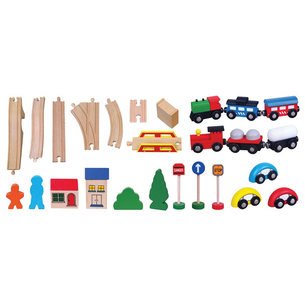 Viga - Wooden Train Set 49pcs