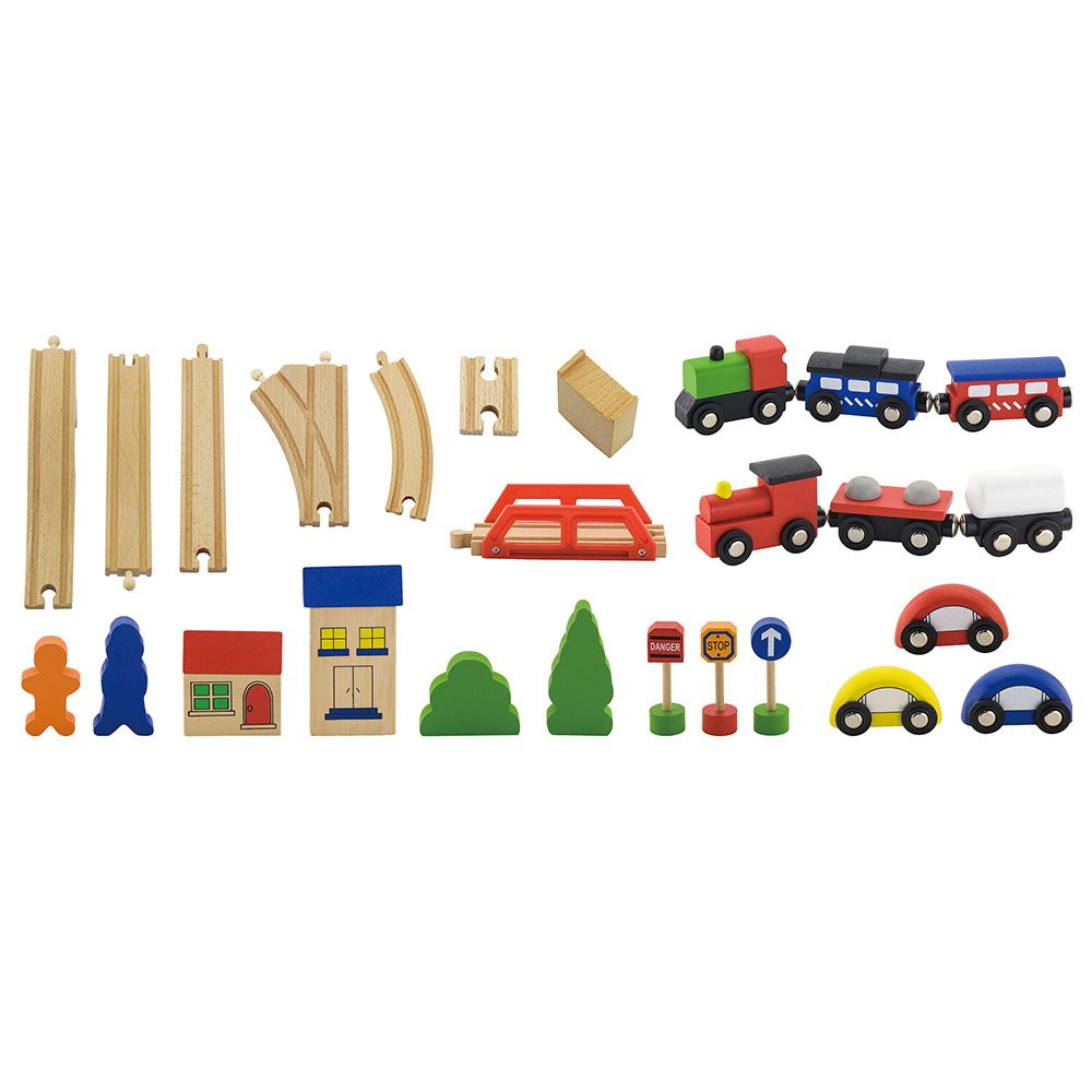 Viga - Wooden Train Set 49pcs