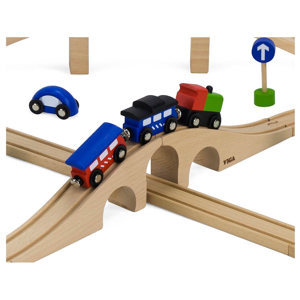 Viga - Wooden Train Set 49pcs