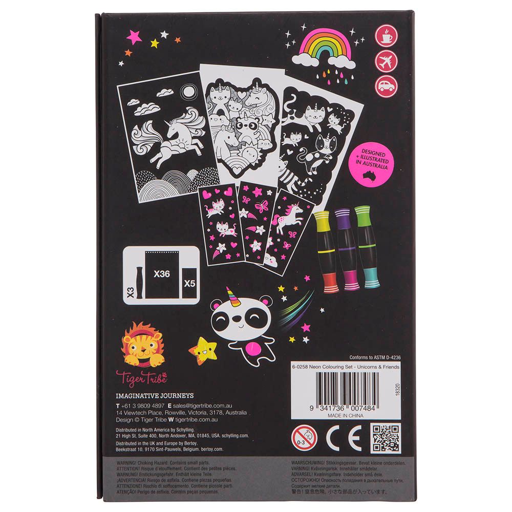 Tiger Tribe - Neon Colouring Set - Unicorns & Friends