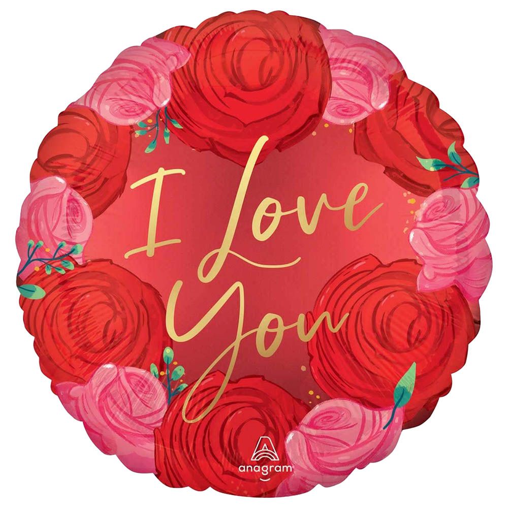 Valentines Circled In Rose Satin Foil Balloon