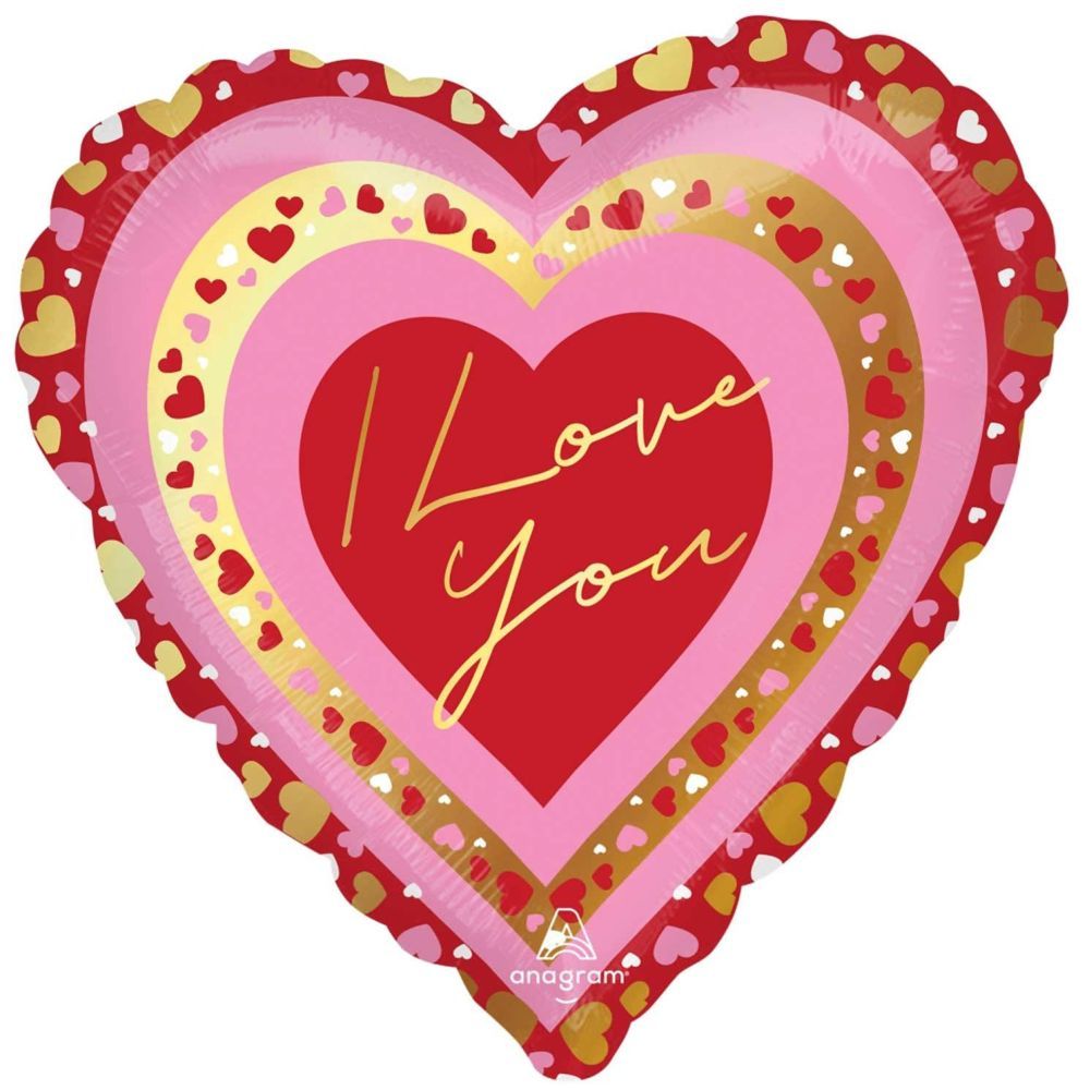 Valentines I Love You Pretty Hearts Foil Balloon