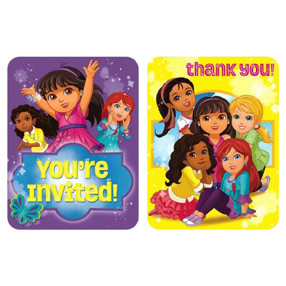 Dora & Friends Invitation And Thank You Card