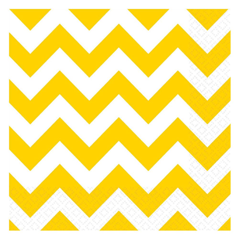 Amscan - Chevron Beverage Tissues 16pcs - Yellow Sunshine