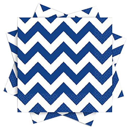 Amscan - Chevron Beverage Napkins 16pcs - Bright Royal Blue