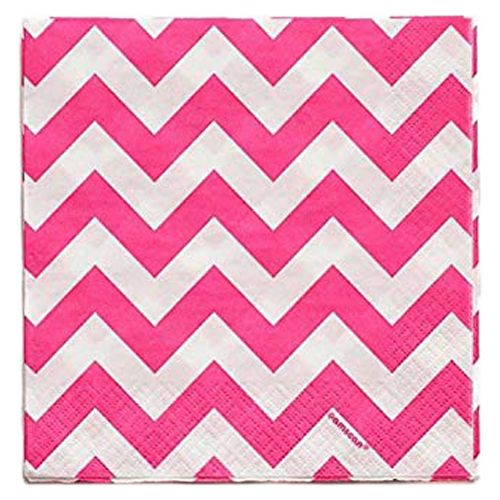 Amscan - Chevron Beverage Napkin - Bright Pink