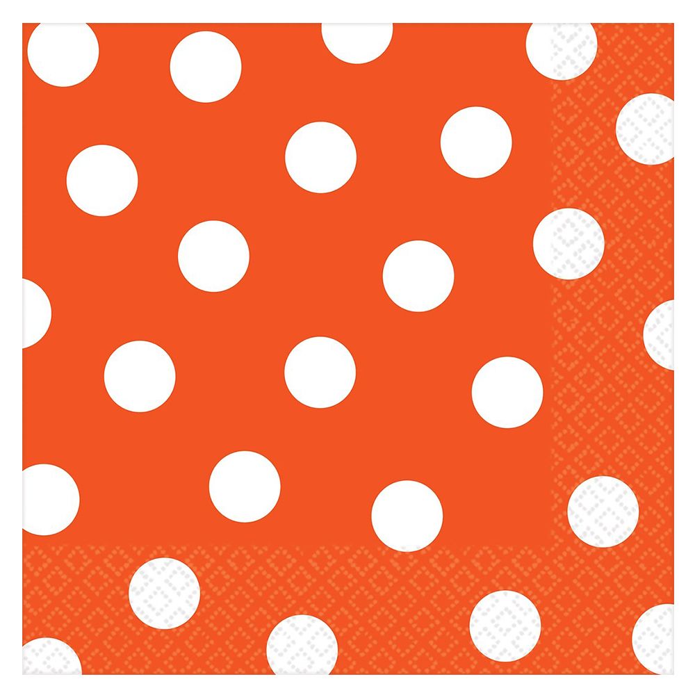 Amscan - Dots Beverage Tissues 16pcs - Orange Peel