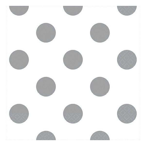 Amscan - Dots Beverage Tissues 16pcs - Silver