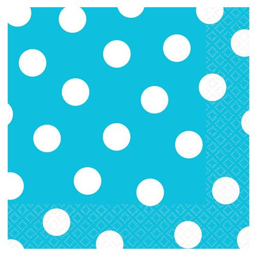 Amscan - Dots Beverage Napkins 16pcs - Caribbean Blue