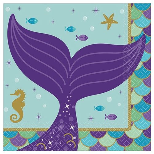 Mermaid Wishes Beverage Tissues 16pcs