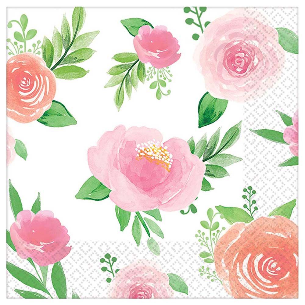 Amscan - Floral Baby Girl Beverage Napkin, 16pcs