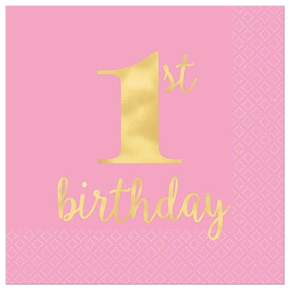 1st Birthday Pink & Gold Lunch Napkin