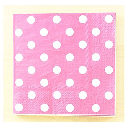 Amscan - White Polka Dots Lunch Napkins 16pcs - Pink