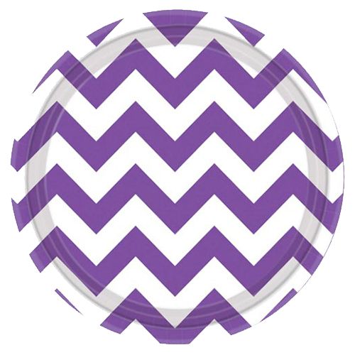 Amscan - Chevron Round Paper Plates 7" 8pcs - Purple