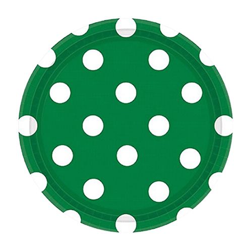 Amscan - Dots Paper Plates 7" 8pcs - Festive Green