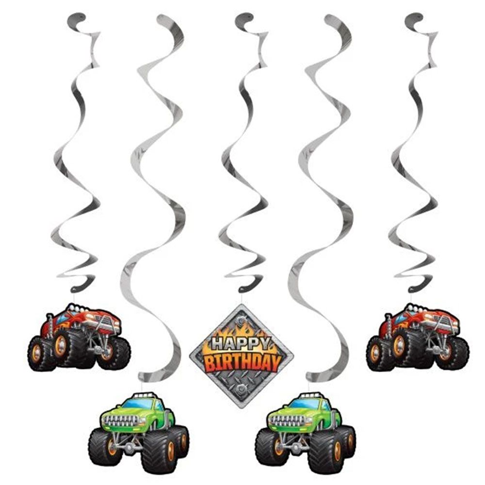 Creative Converting Monster Truck Rally Dizzy Danglers 5pcs