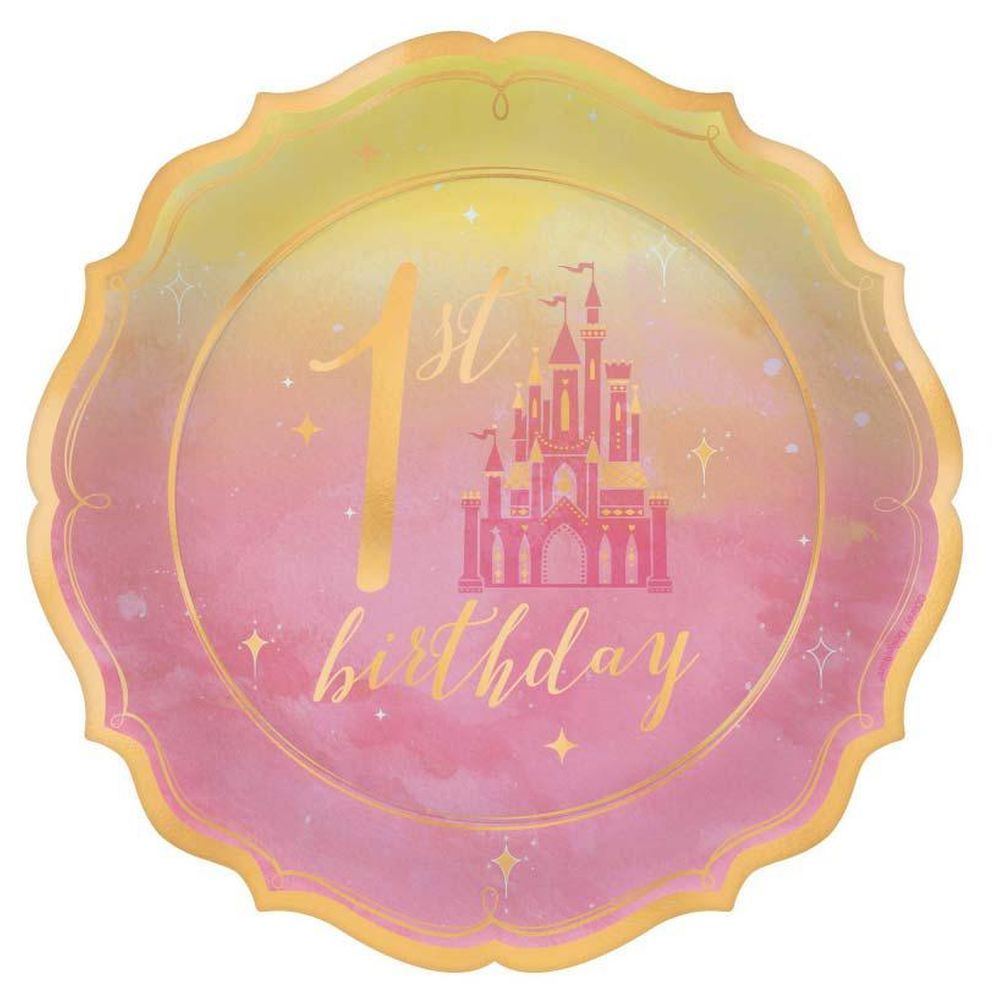 1st Birthday Princess Paper Plates 7" 8pcs