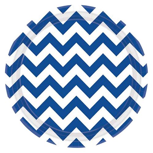 Amscan - Chevron Paper Plates 9" 8pcs - Bright Royal Blue