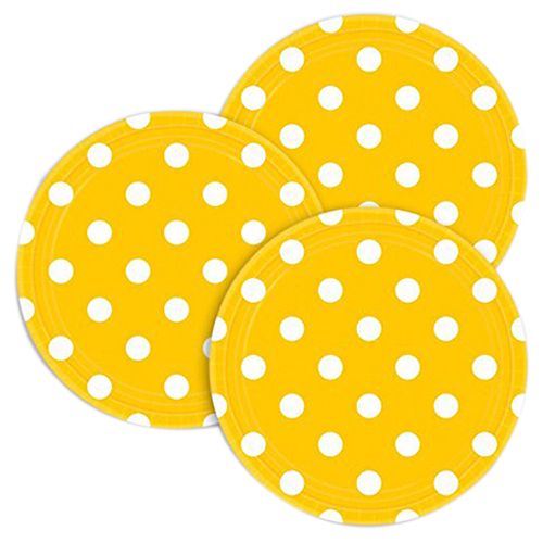 Amscan - Round Party Paper Plates 9" 8pcs - Yellow Sunshine