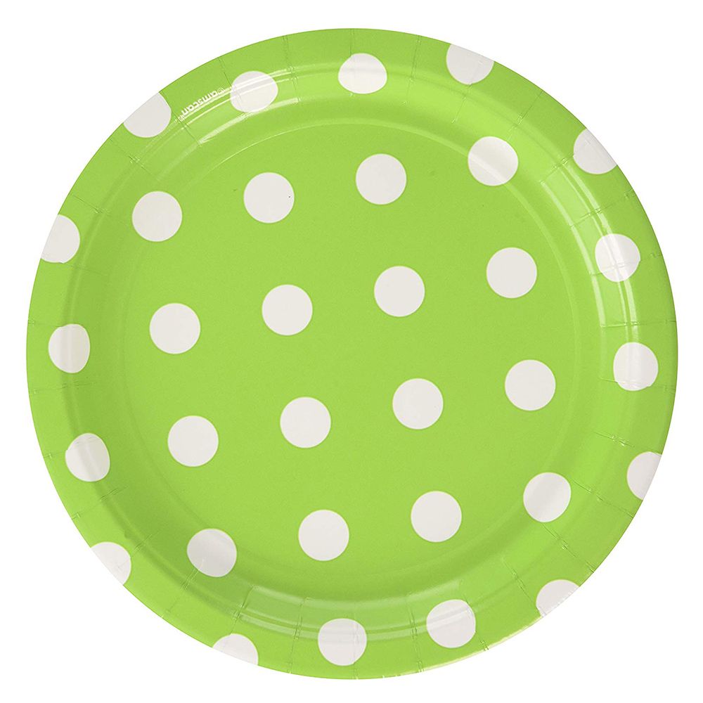 Amscan - Dots Round Party Paper Plates 9" 8pcs - Kiwi Green