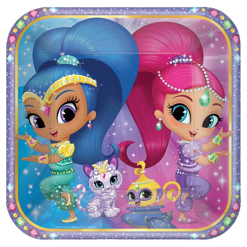 Shimmer & Shine Paper Square Plate 9in 8pcs