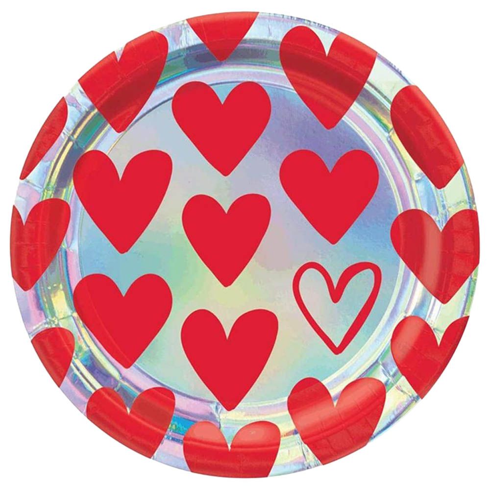 Party Centre - Heart Day Paper Plates - 9 Inch - 8pc