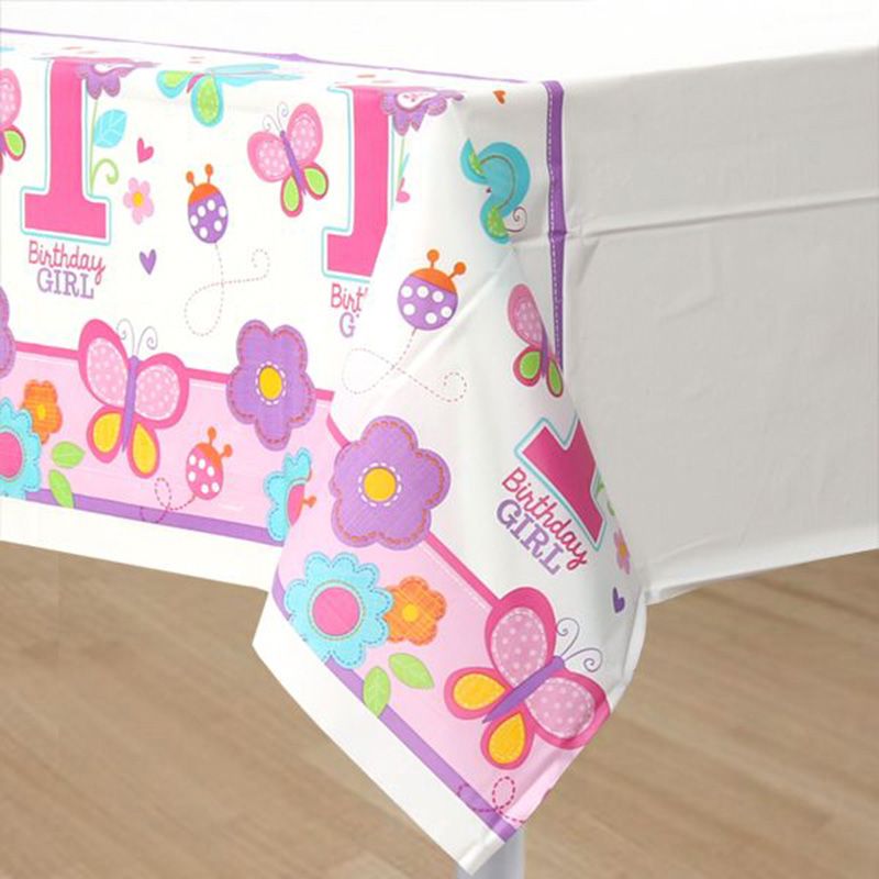 Sweet 1st Birthday Girl Plastic Table Cover