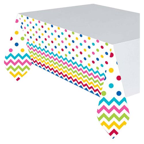 Amscan - Chevron Plastic Table Cover - Rainbow