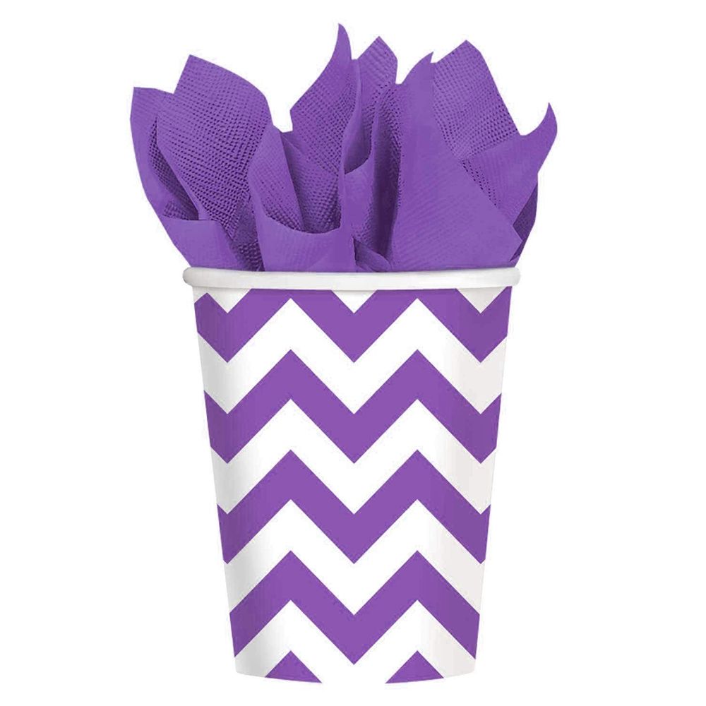 Amscan - Chevron Paper Cups 9oz 8pcs - Purple